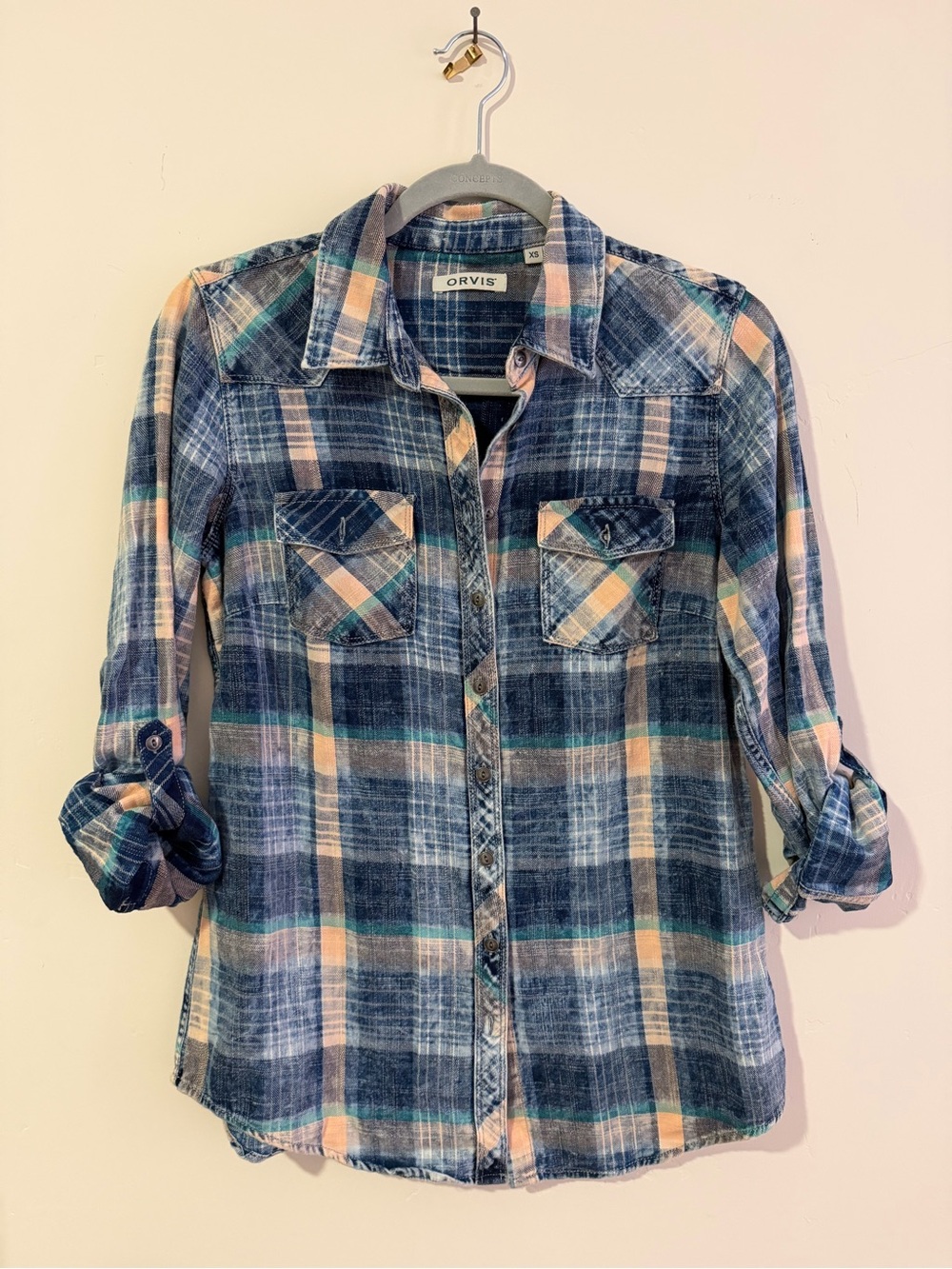 Orvis Blue Plaid Button-Up Shirt